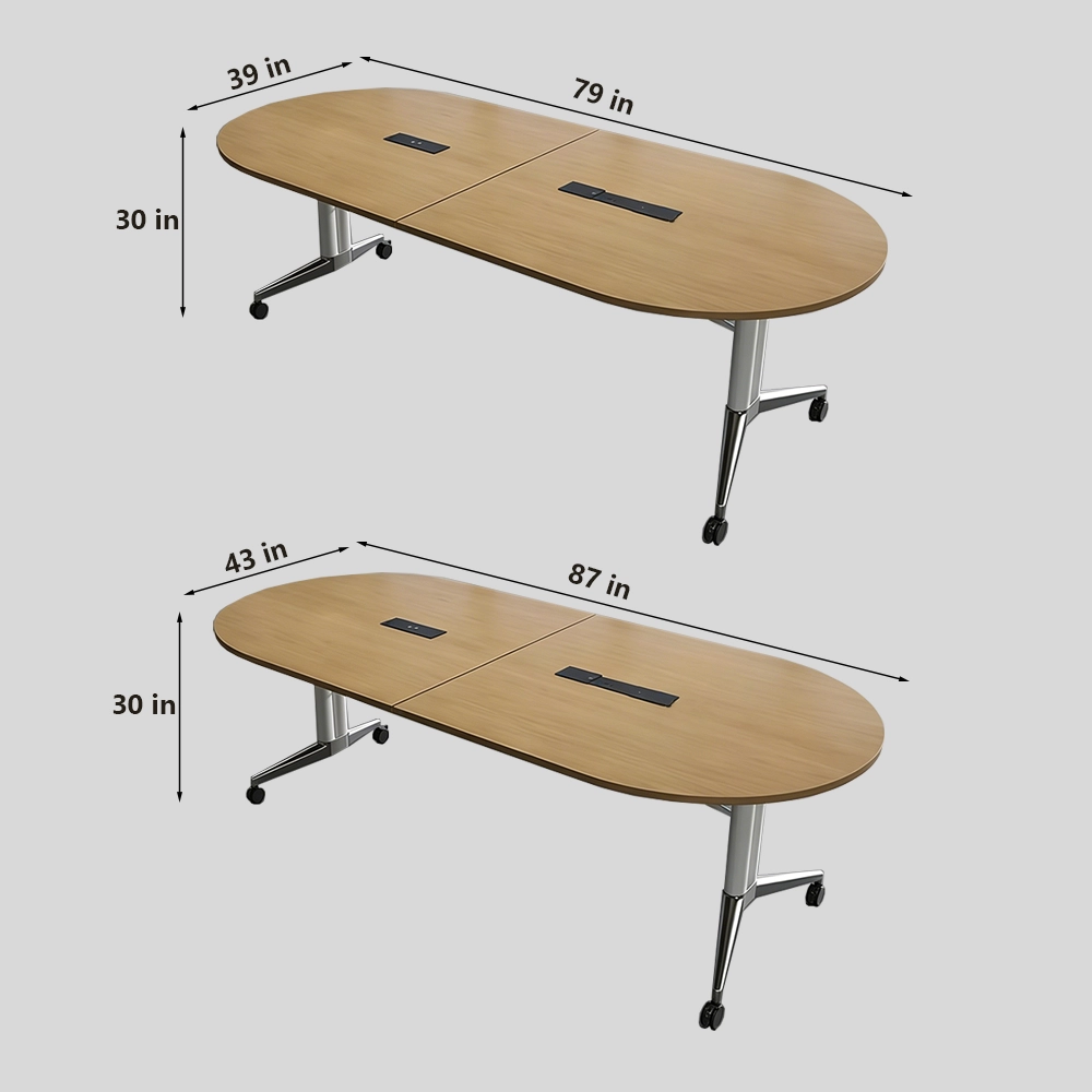 Space-Saving Mobile Folding Table Expandable Meeting Desk with Wheels - image 7
