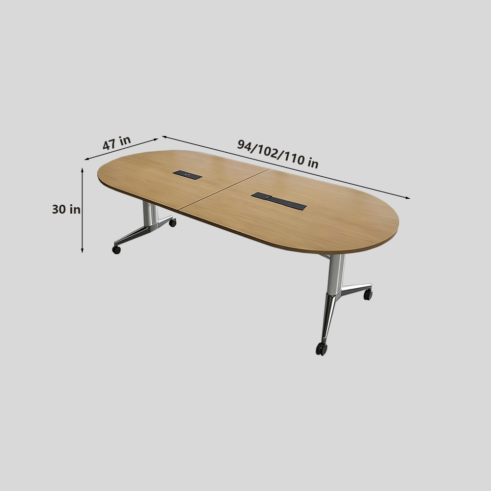 Space-Saving Mobile Folding Table Expandable Meeting Desk with Wheels - image 8