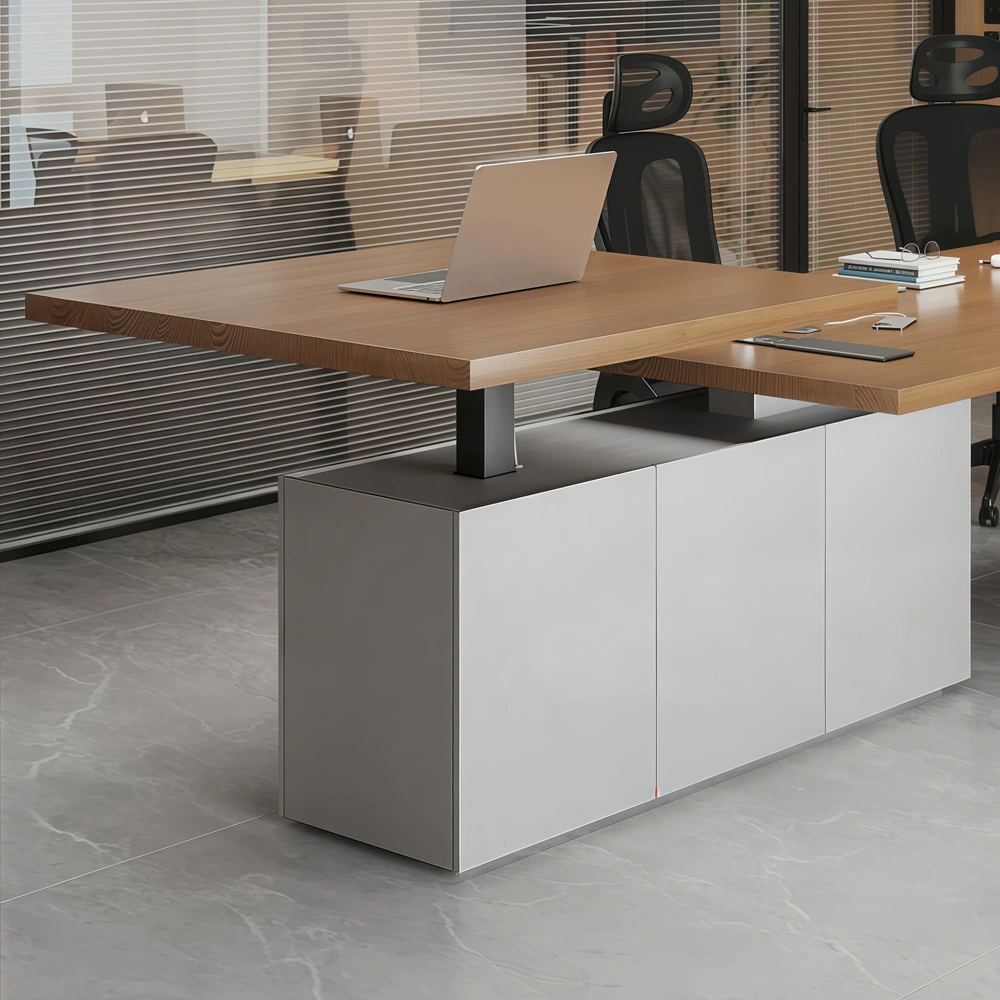 Adjustable Height Solid Wood Conference Table – Modern Long Meeting Desk for Office - image 5