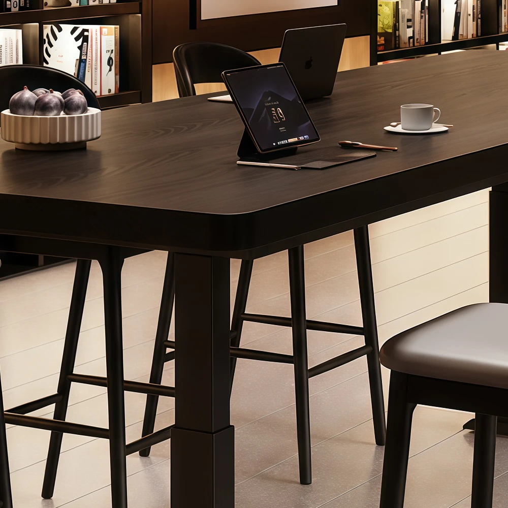 Height Adjustable Wooden Conference Table – Minimalist Long Workstation Desk for Office - image 5