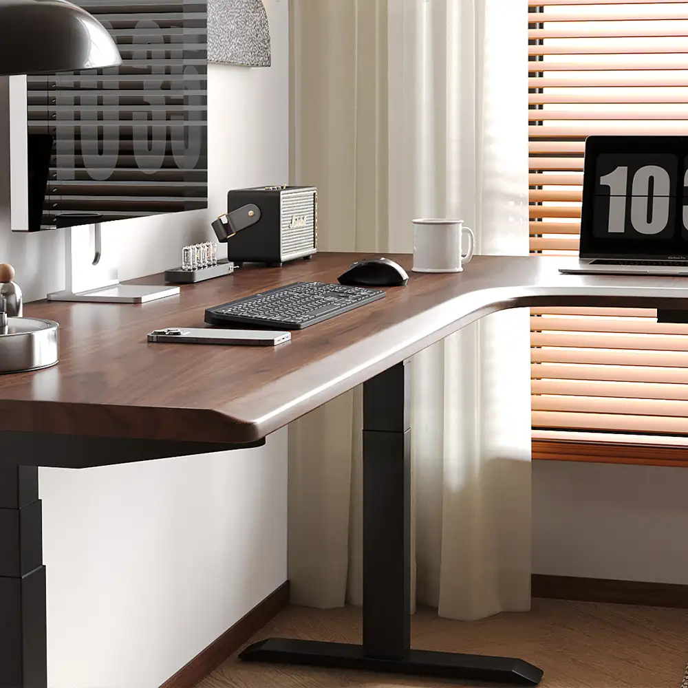 Electric Height Adjustable L-Shaped Standing Desk for Office - image 3