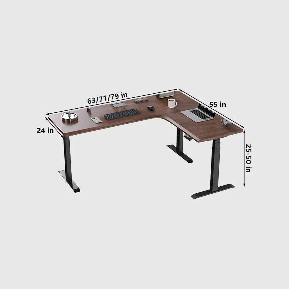 Electric Height Adjustable L-Shaped Standing Desk for Office - image 7