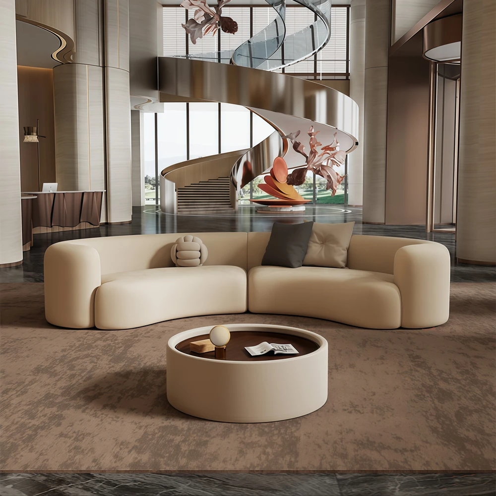 Reception Seating with Curved Sofa – Welcoming & Space-Efficient Design - image 2