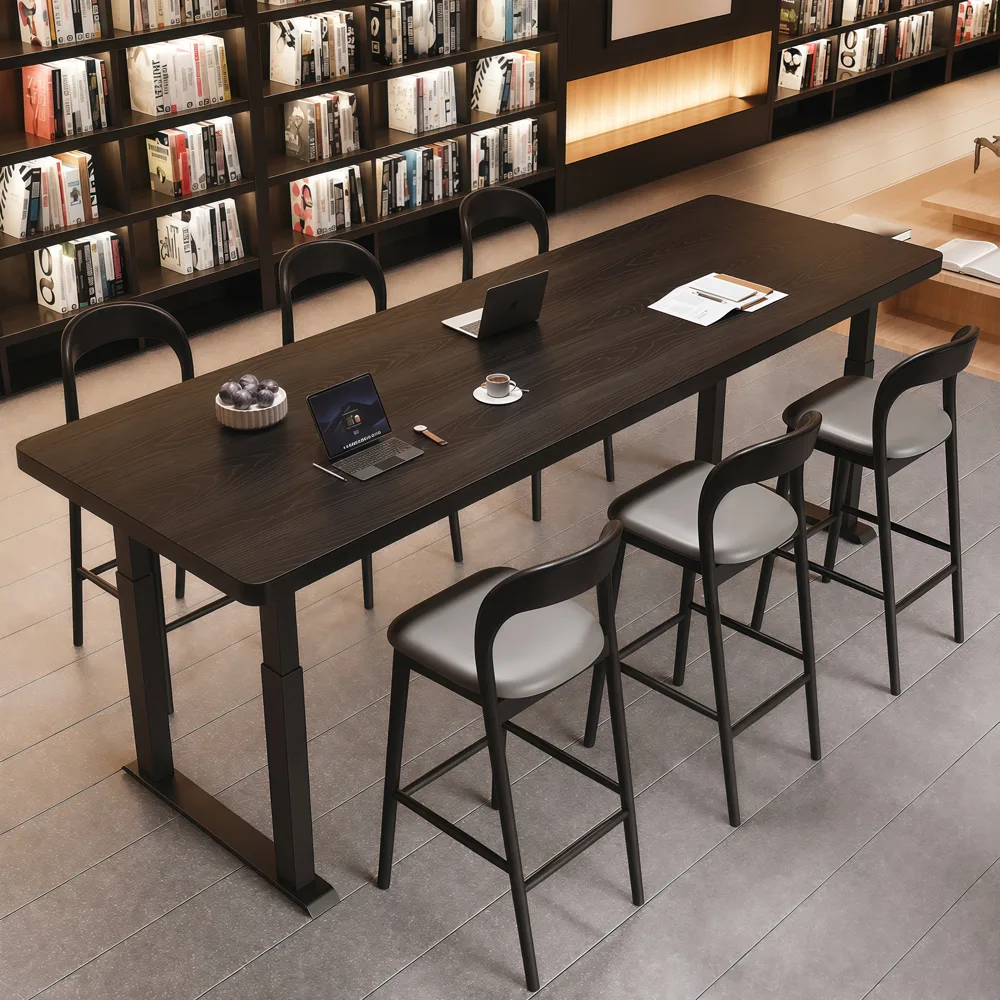 Height Adjustable Wooden Conference Table – Minimalist Long Workstation Desk for Office - image 3