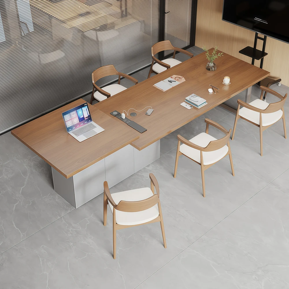 Adjustable Height Solid Wood Conference Table – Modern Long Meeting Desk for Office - image 3