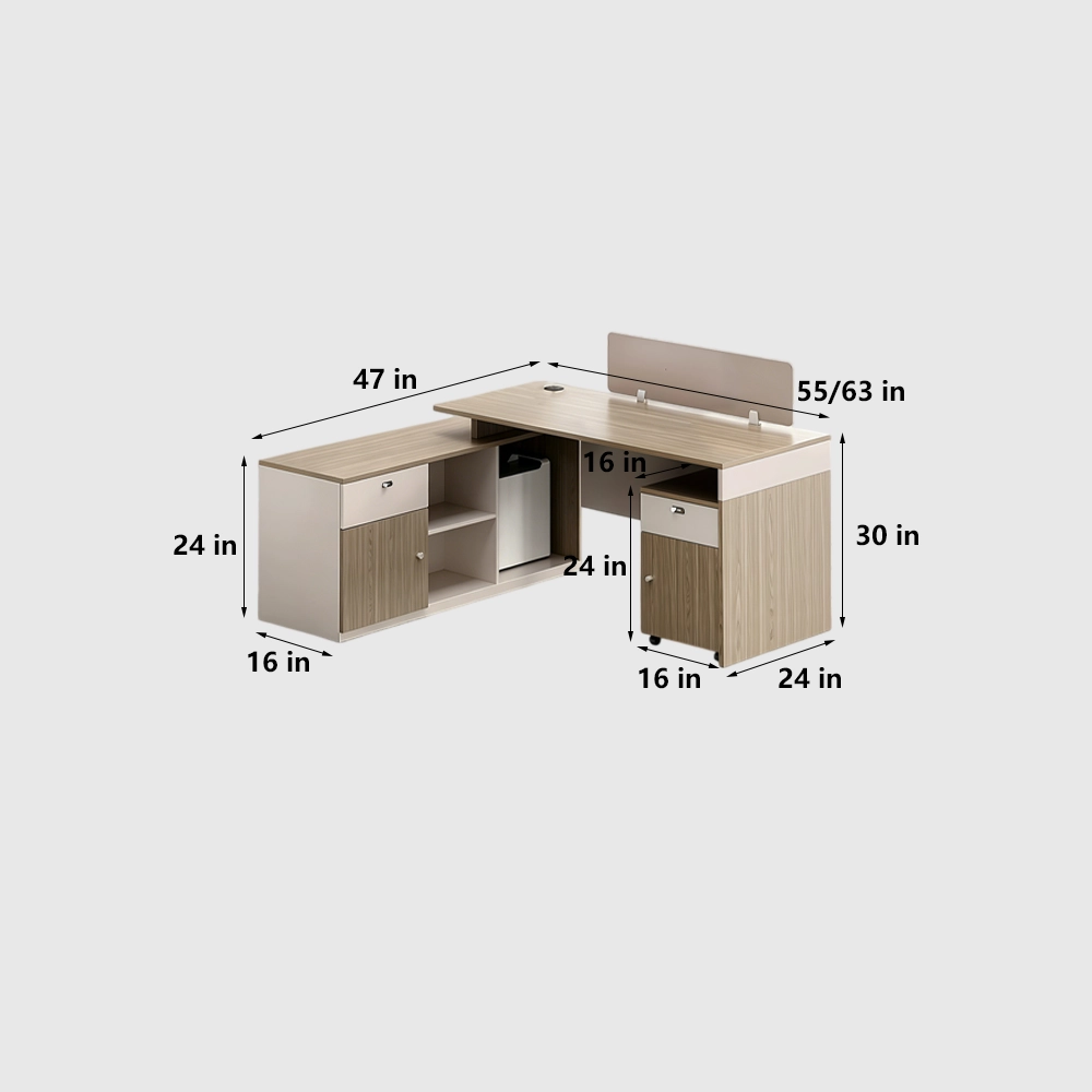 Staff Office Desk with Partition & Storage Cabinet - image 7